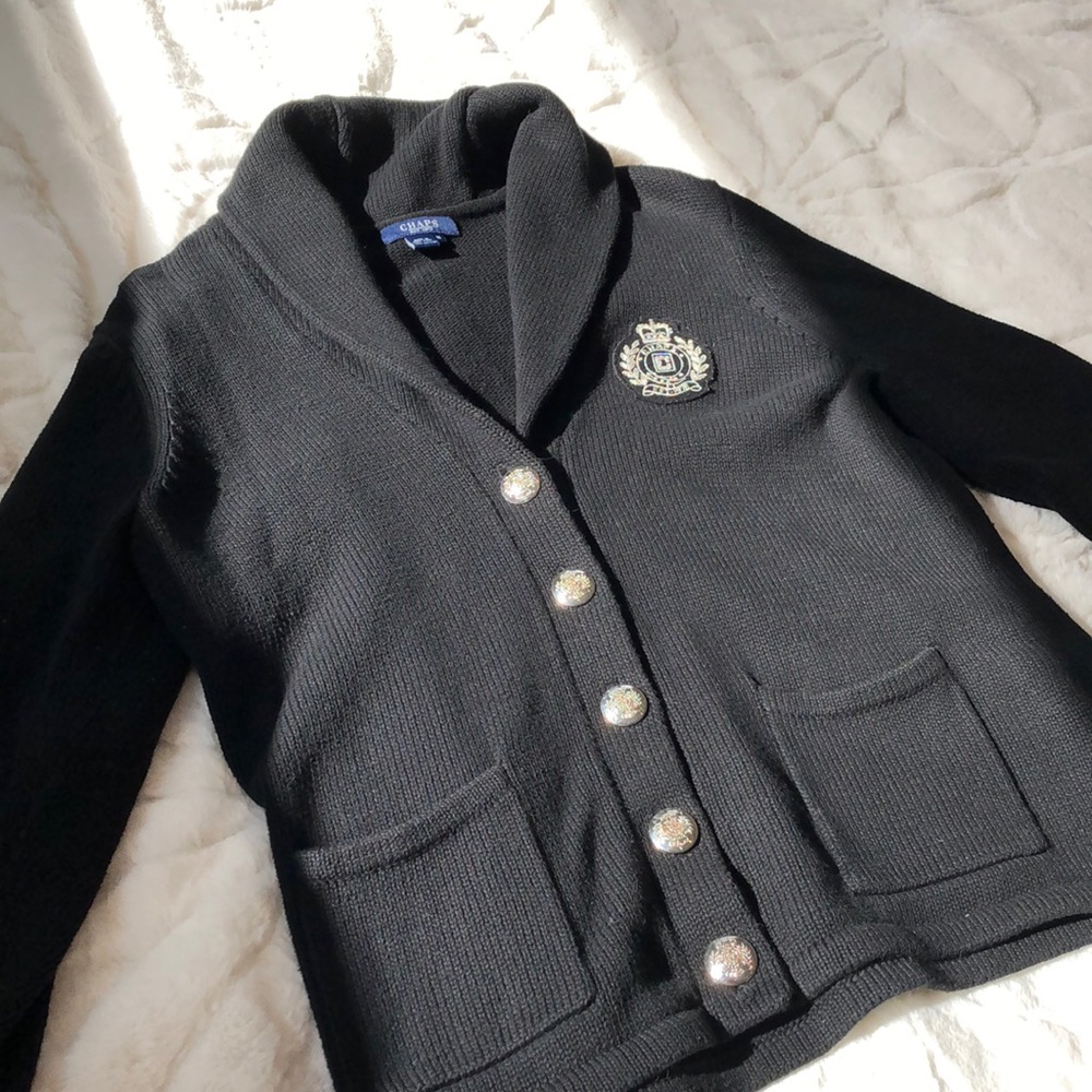 Chaps Black Cardigan